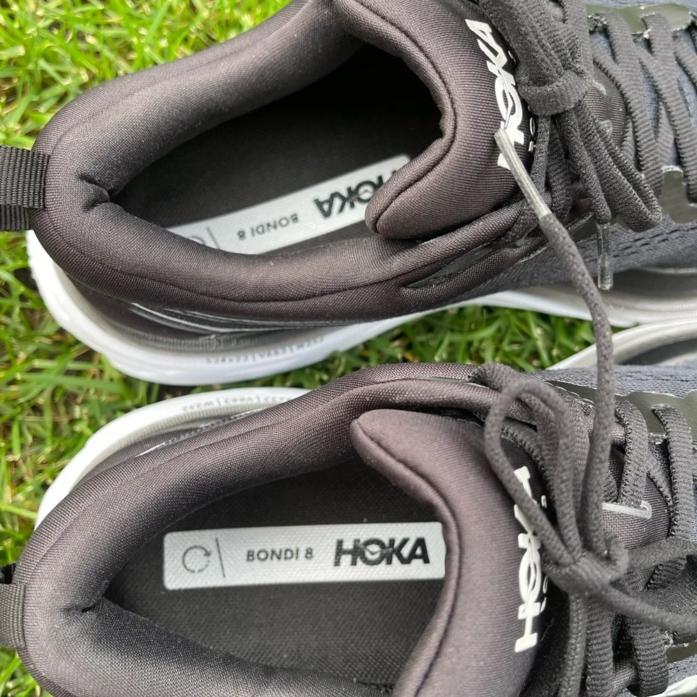 Hoka One One Bondi 8 | Women's Black White Comfort Walking Running Shoes | 8